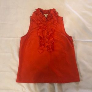 Orange J.Crew ruffle tank top